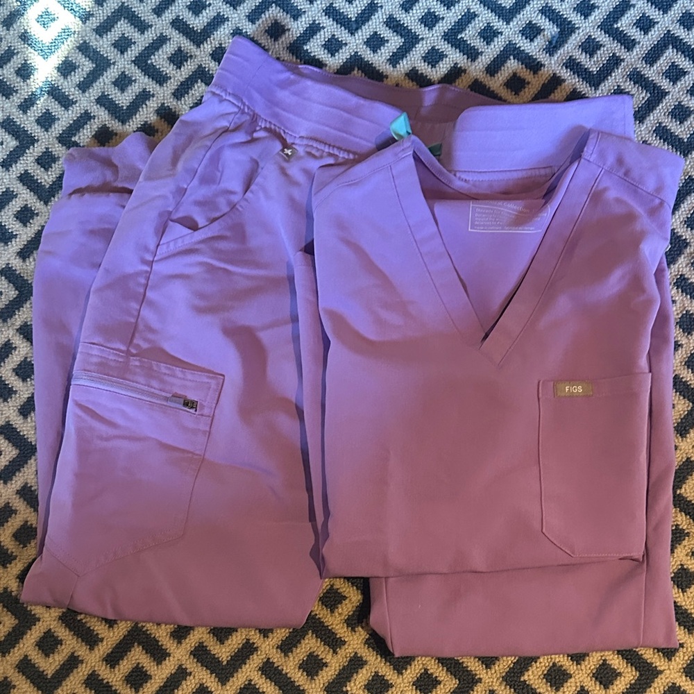 Figs Lavender Catalina top and Zamora joggers. Would sell separately